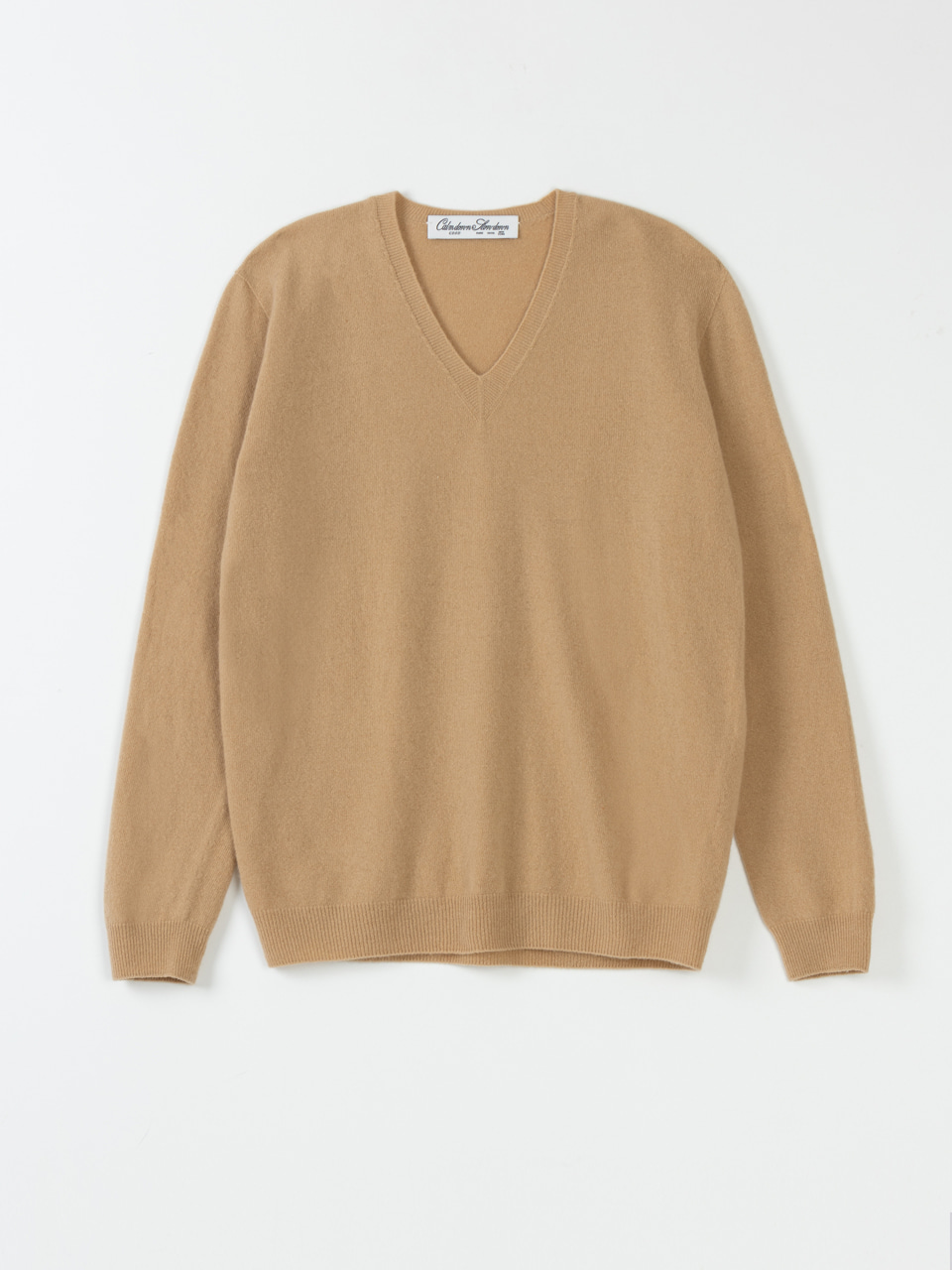 V-neck wool cashmere knitwear_beige