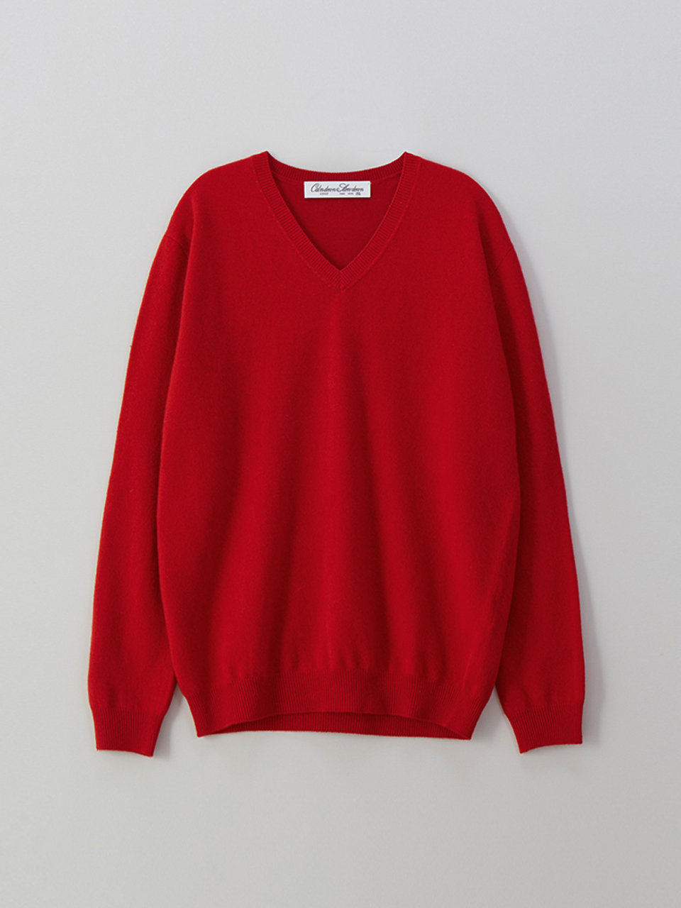 Wool cashmere v-neck knit_red