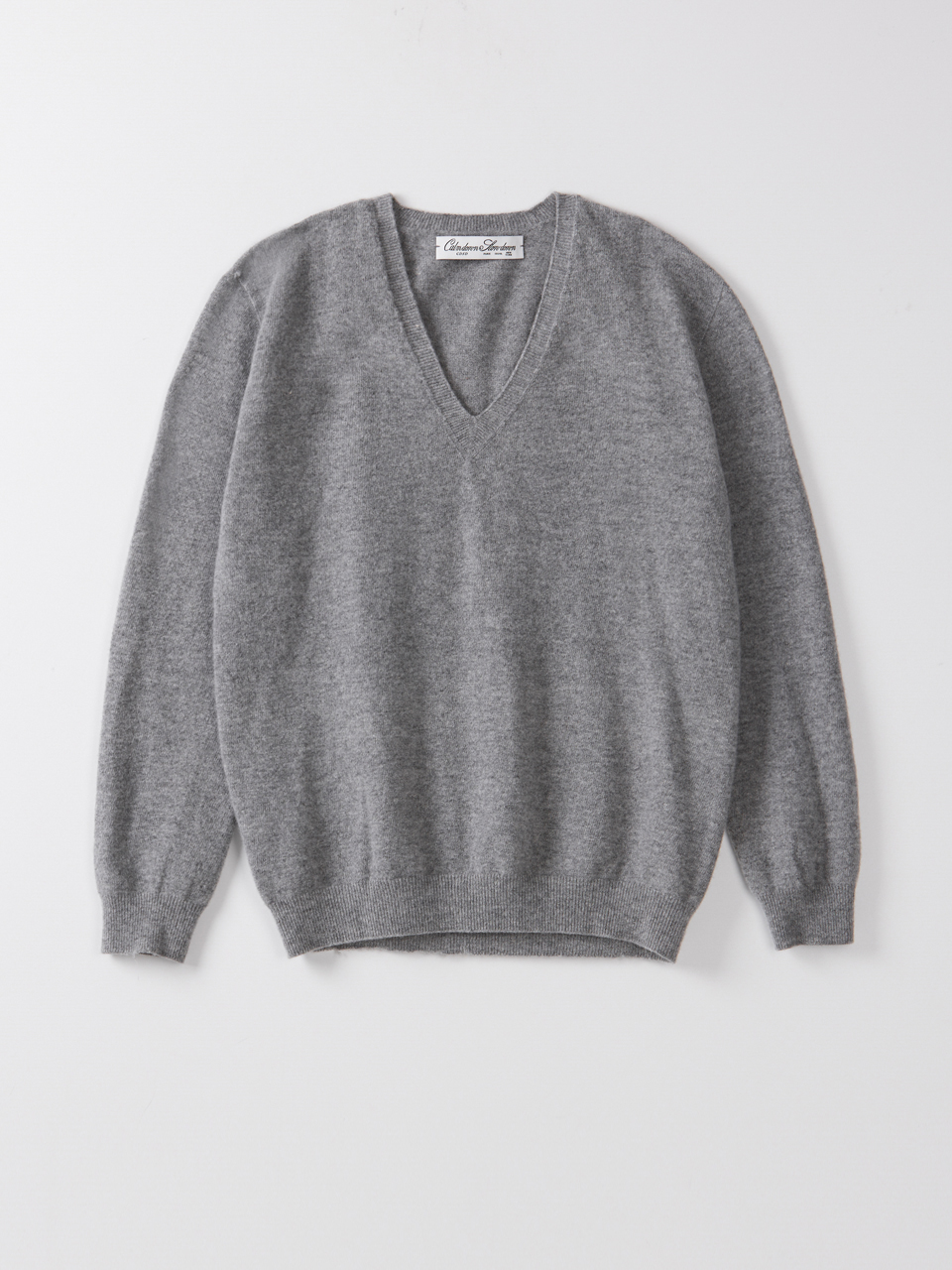 Wool cashmere v-neck knit_grey