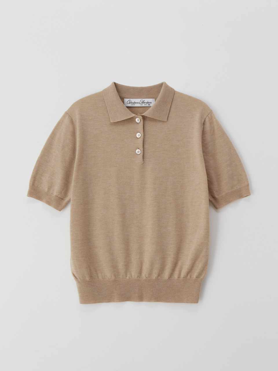 Classic polo merino-wool knitwear_beige(여유수량 오픈/바로발송)